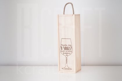Kaste pudelei "Vīna glāze ar tekstu"